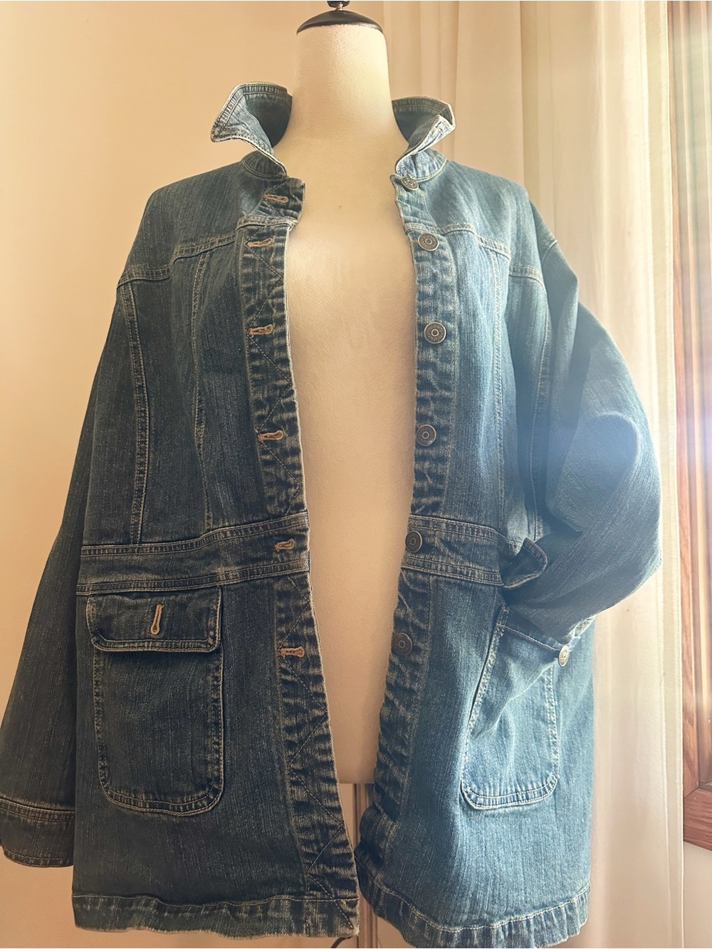 Relativity Blue Denim Jean Jacket with Patch Pockets Size 2X